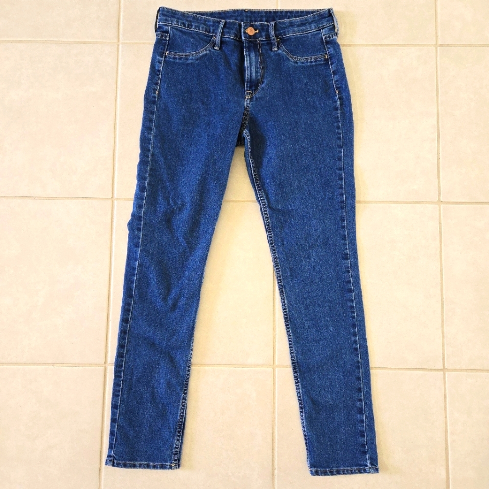 H&M &Denim Jeans 28 Womens Blue Denim Skinny Ankle Stretch Dark Wash Modern Fit
